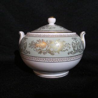 Wedgwood Gold Columbia Sage Green Covered Sugar