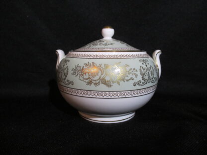 Wedgwood Gold Columbia Sage Green Covered Sugar