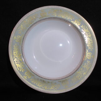 Wedgwood Gold Columbia Sage Green Rim Soup Bowl
