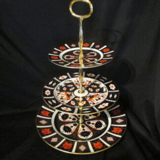 Royal Crown Derby Old Imari 1128 and Traditional Imari 3 Tiered Cake Stand
