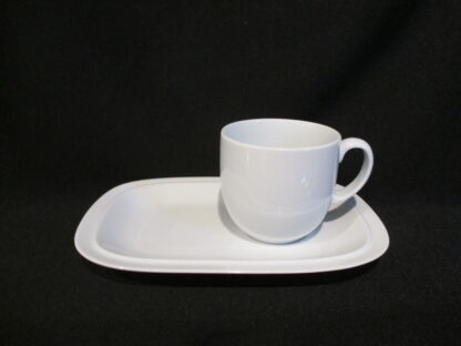 Denby White Squares Buffet Saucer With Cup NEW