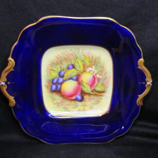 Aynsley Orchard Gold Cobalt D1010 Handled Cake Plate