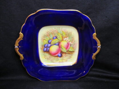 Aynsley Orchard Gold Cobalt D1010 Handled Cake Plate