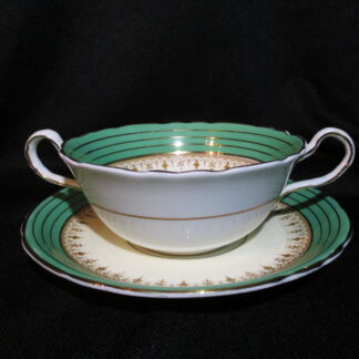 Aynsley Dorchester Green 7499 Cream Soup Bowl & Stand