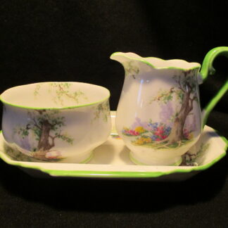 Royal Albert Greenwood Tree Green AD Cream , Sugar & Regal Tray