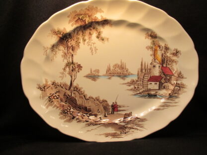Johnson Brothers The Old Brown Mill Brown Oval Platter - 14 Inch