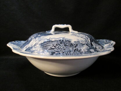 Johnson Brothers Enchanted Garden Blue Covered Vegetable Bowl