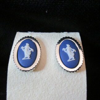 Wedgwood Jasperware Cobalt Pair Of Earrings