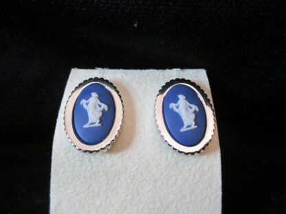 Wedgwood Jasperware Cobalt Pair Of Earrings