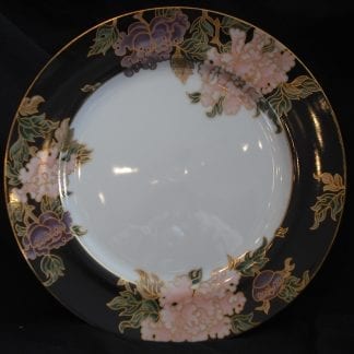 Fitz & Floyd Cloisonne Peony Black Dinner Plate