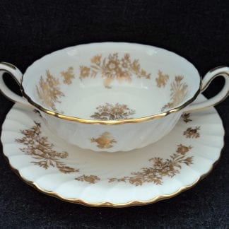 Minton Marlow Gold H5017 Cream Soup Bowl & Stand