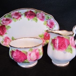 Royal Albert Old English Rose AD Cream, Sugar & Regal Tray