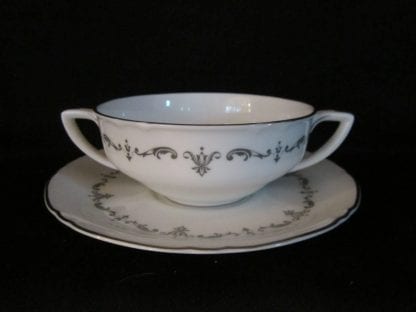 Royal Worcester Silver Chantilly Cream Soup Bowl & Stand