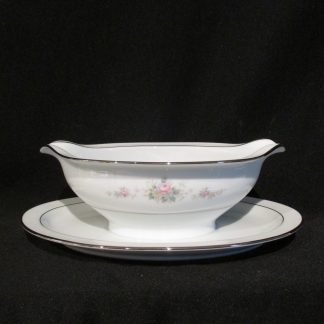 Noritake Astor Rose 6515 Gravy Boat On Fixed Stand