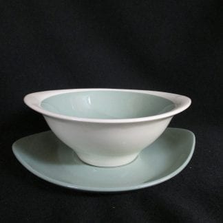 Wedgwood Barlaston Green Cream Soup Bowl & Stand