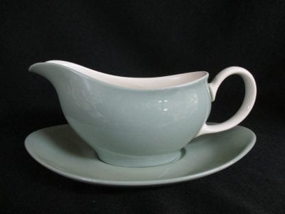 Wedgwood Barlaston Green Gravy Boat & Stand