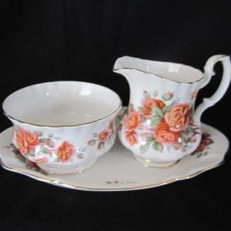 Royal Albert Centennial Rose AD Cream, Sugar & Tray