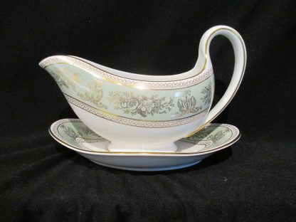 Wedgwood Gold Columbia Sage Green Gravy Boat & Stand