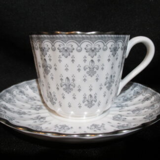 Spode Fleur de Lys Grey Cup & Saucer