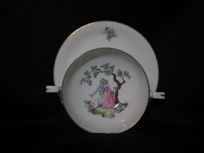 Royal Worcester Watteau Cream Soup Bowl & Stand - Image 2