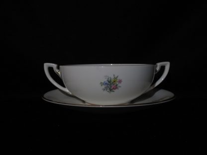 Royal Worcester Watteau Cream Soup Bowl & Stand