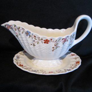 Spode Wicker Dale Gravy Boat On Fixed Stand