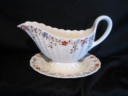 Spode Wicker Dale Gravy Boat On Fixed Stand