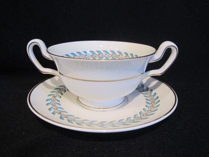 Wedgwood Woodstock W3686 Cream Soup Bowl & Stand